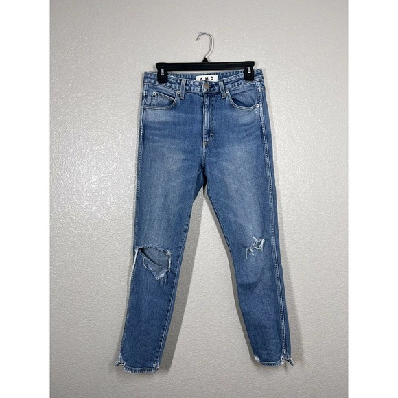 AMO High Rielse Stix Crop Jean 28 Wild One Distressed - Picture 1 of 5